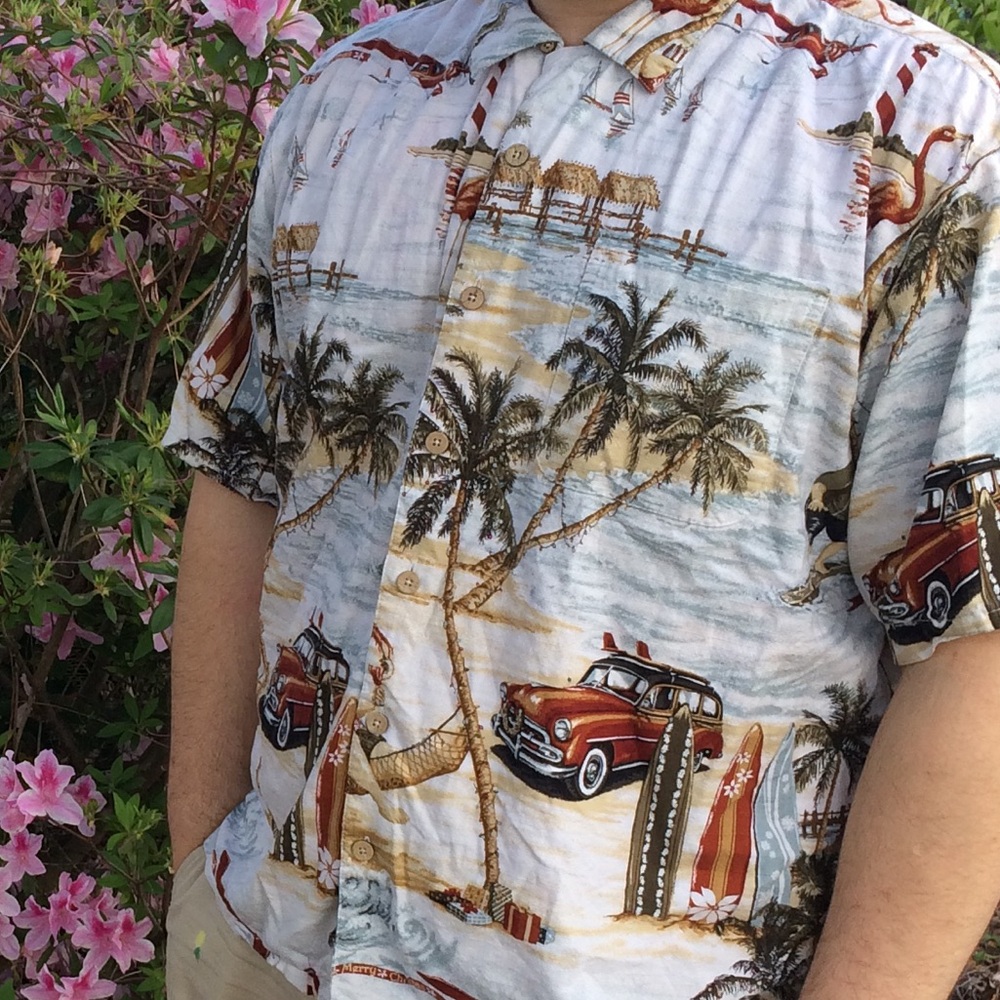 Merry vacation button down shirt.